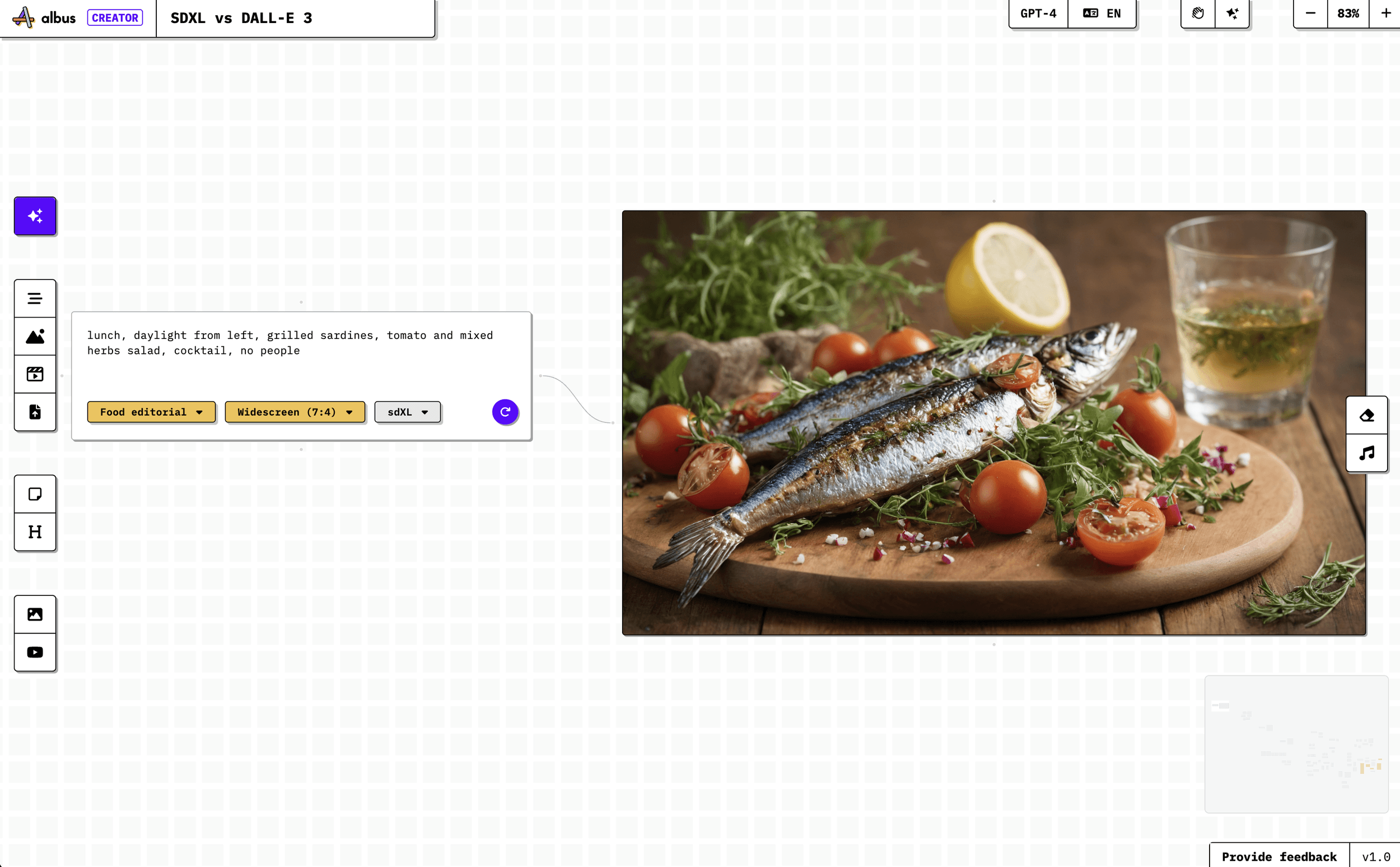 Estilo editorial de comida en proporción panorámica con SDXL.