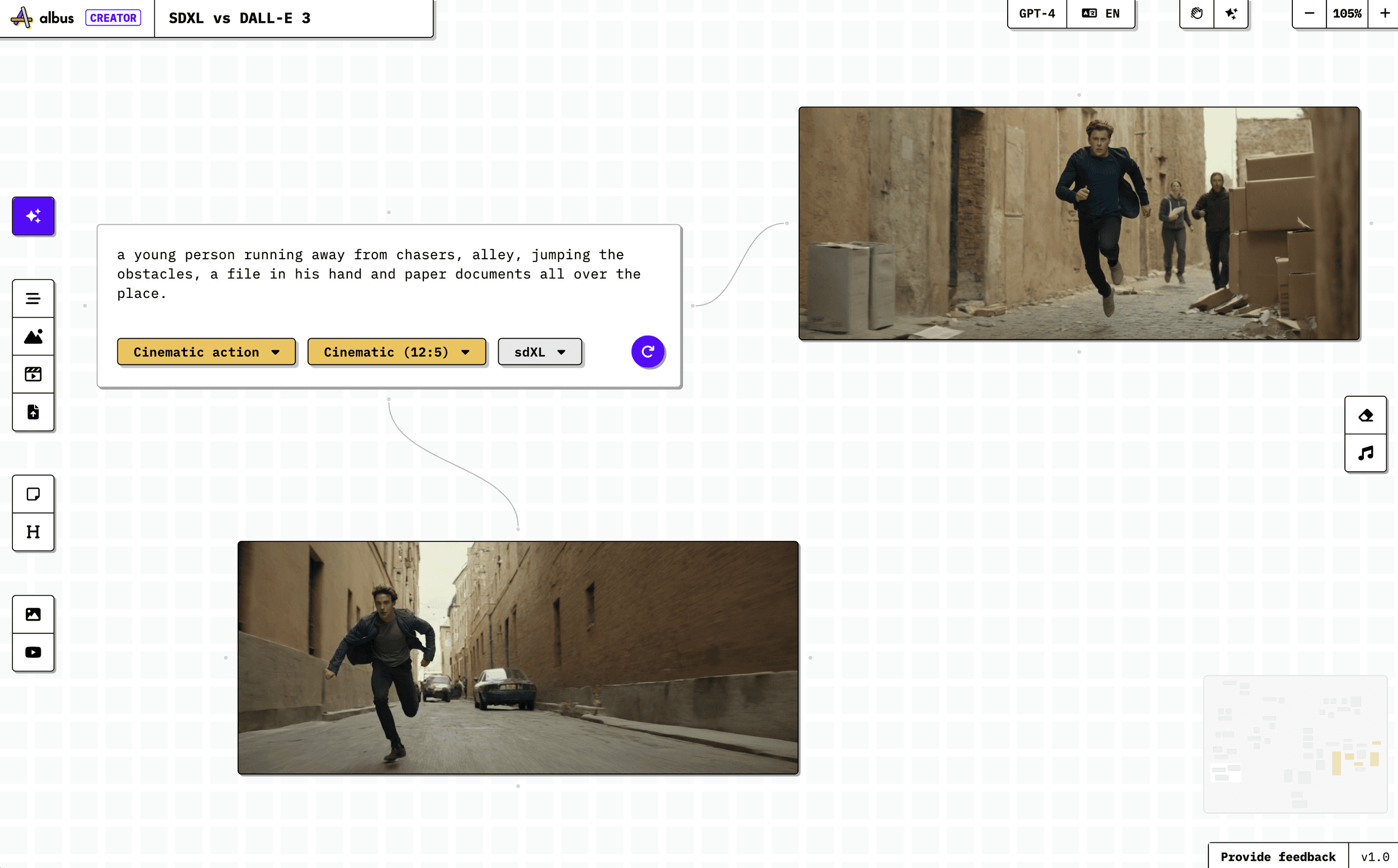 Estilo de acción cinematográfica y proporción con SDXL.